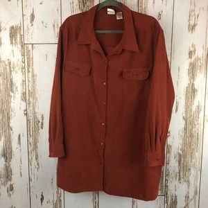 Roaman’s Faux Suede Shirt, Size 2X.  Pretty Rusty Brown. In excellent condition!